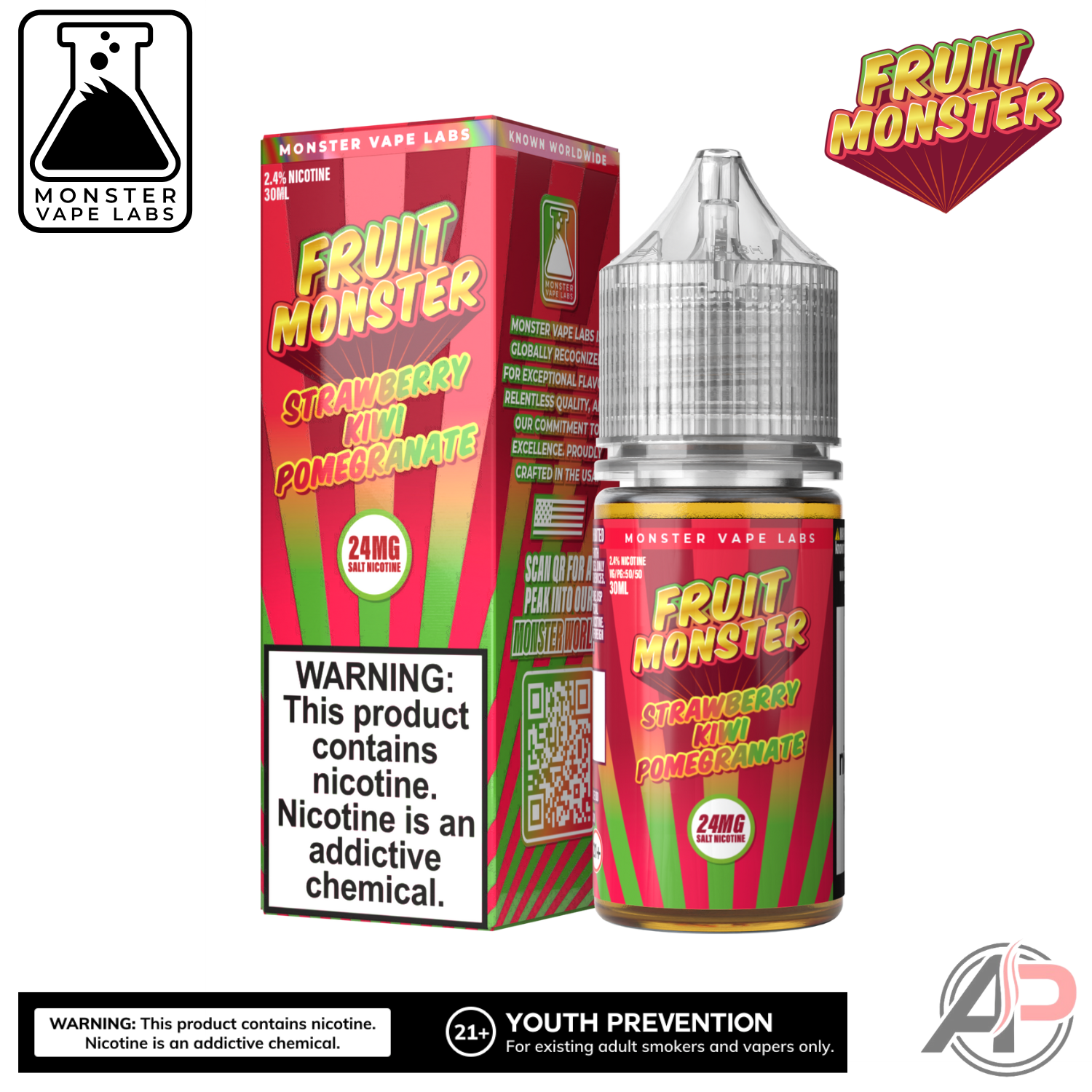 Strawberry Kiwi Pomegranate E-Liquid By Fruit Monster Vape Labs 100mL