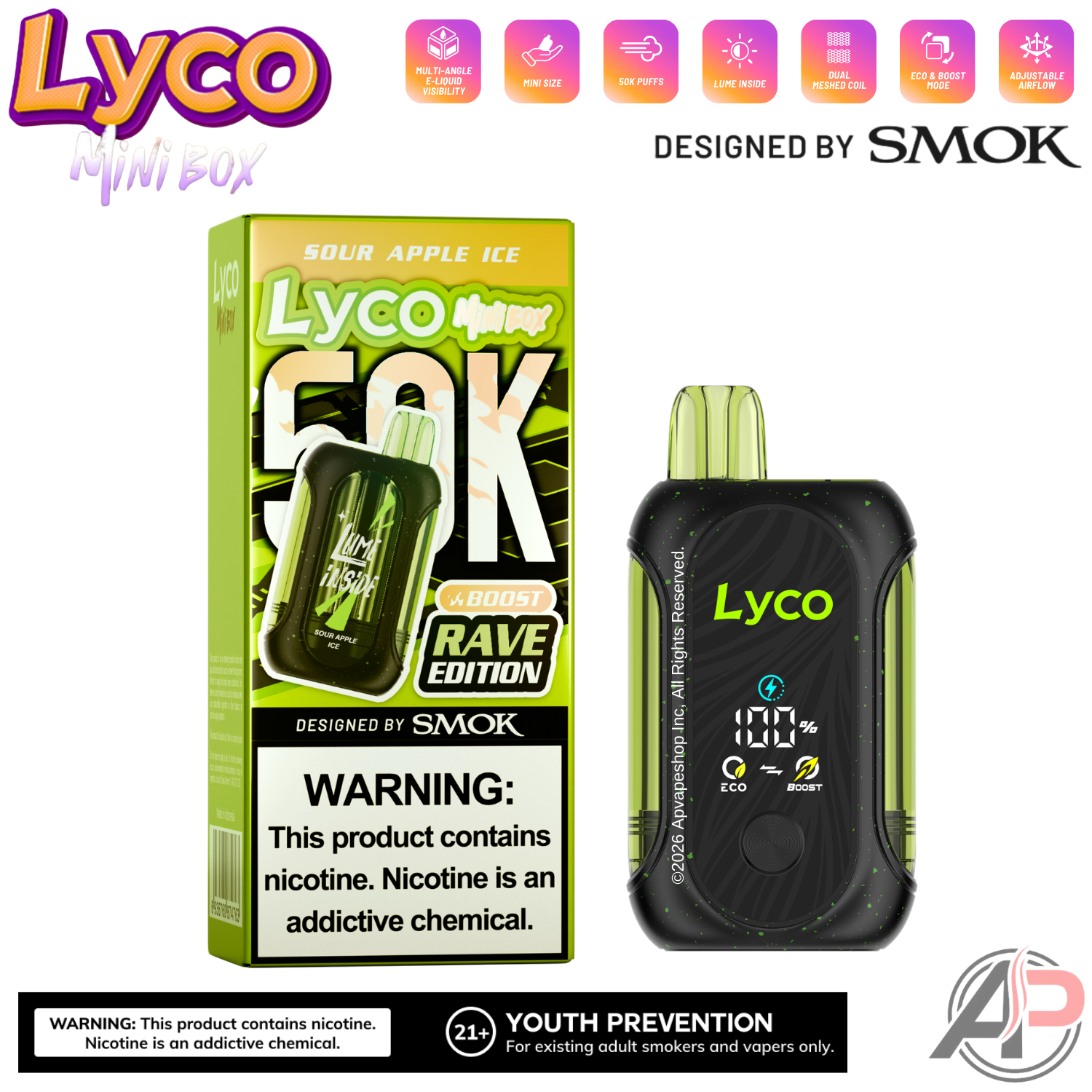 Lyco Mini Box 50,000 Puffs Disposable Vape Device Apvs Lyco Mini Box 50,000 Puffs Disposable Vape Device Apvs