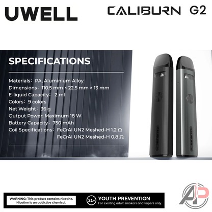 Uwell Caliburn G2 18w Pod System Starter Kit Device