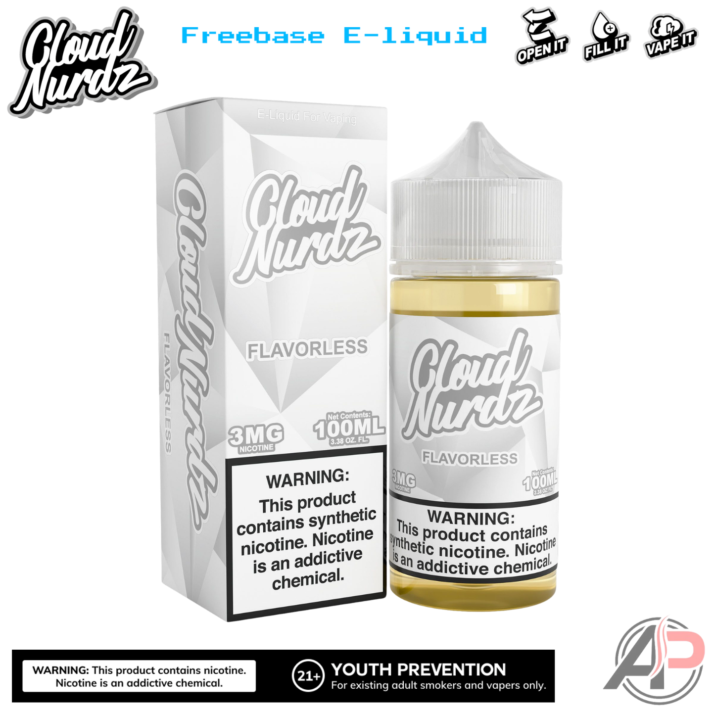 Cloud Nurdz Flavorless E-Liquid 100mL