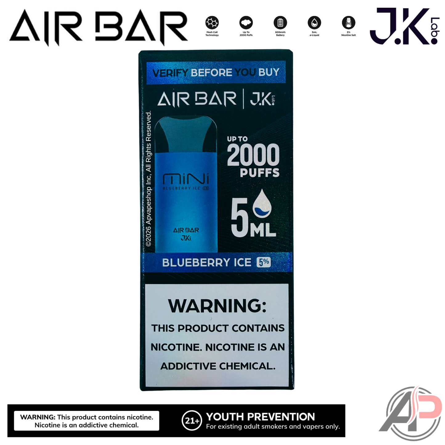 Air Bar Mini 2000 Puffs Disposable Vape Device