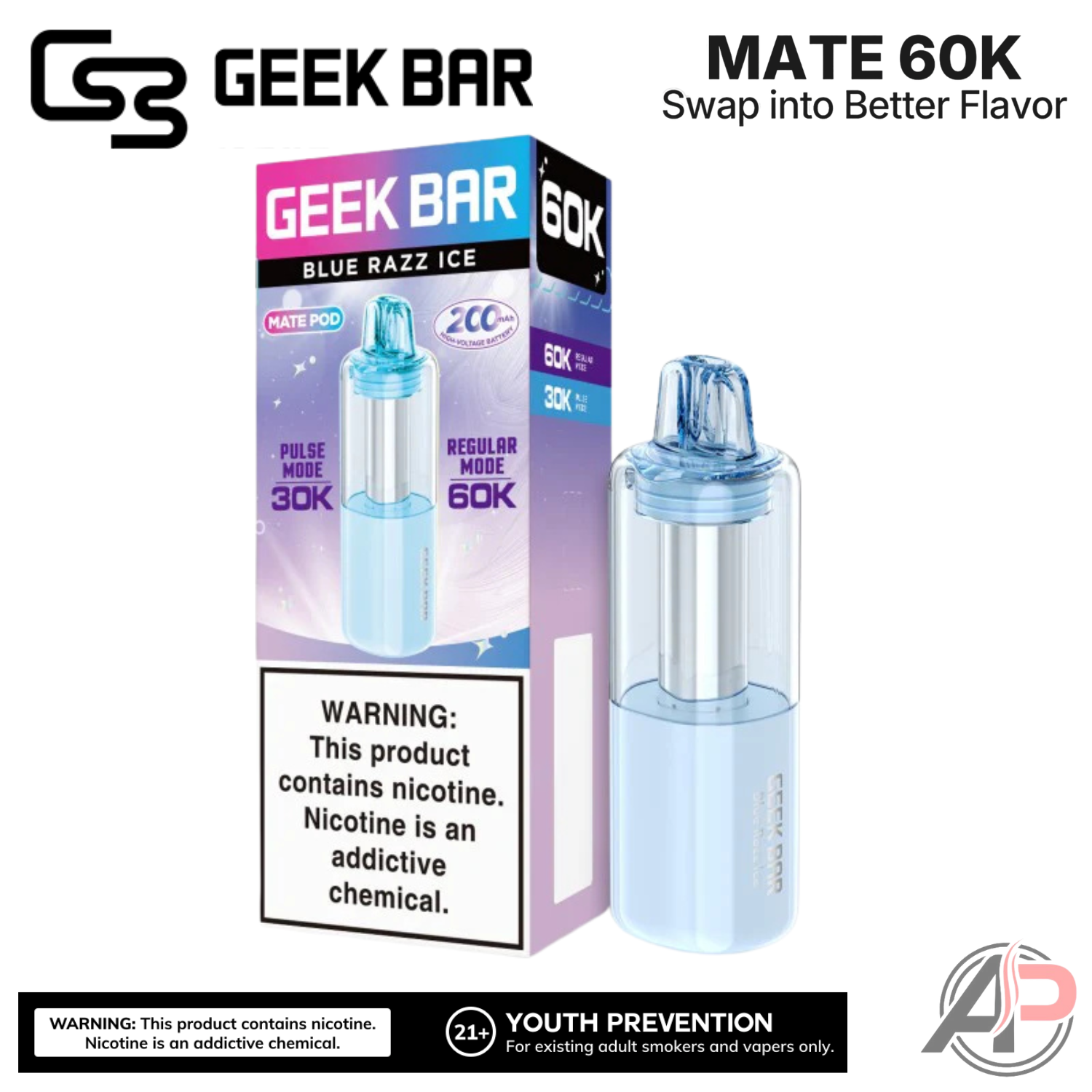 Geek Bar Mate 60,000 Puffs Disposable Vape Device Kit Apvs Geek Bar Mate 60,000 Puffs Disposable Vape Device Kit Apvs