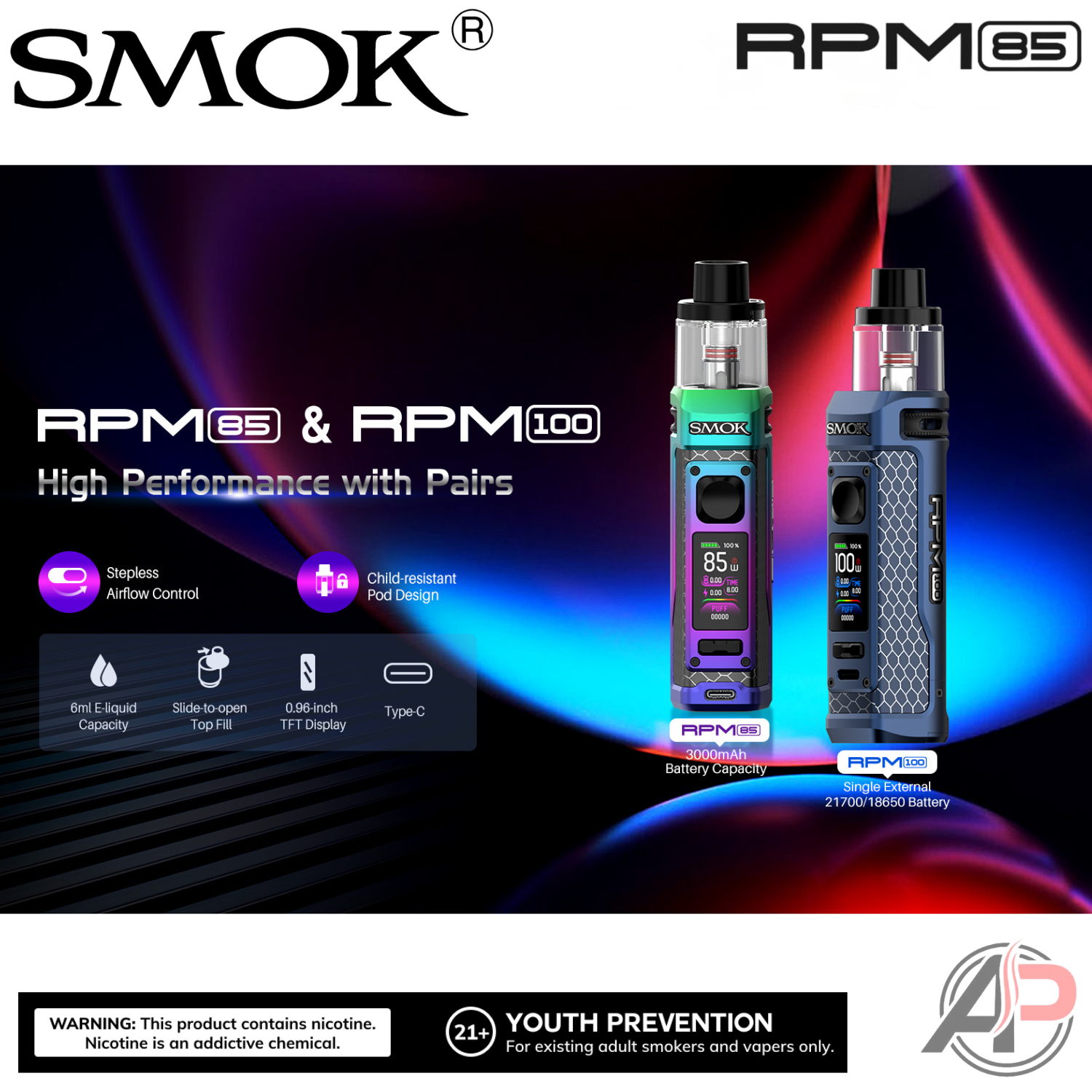 Smok Rpm 85W Pod Mod System Vape Starter Kit Apvs Smok Rpm 85W Pod Mod System Vape Starter Kit Apvs