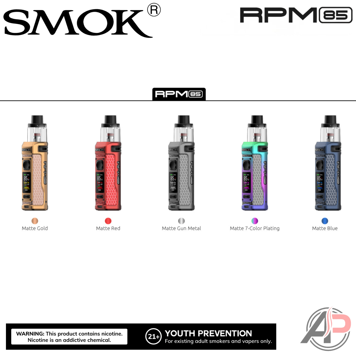 Smok Rpm 85W Pod Mod System Vape Starter Kit Apvs Smok Rpm 85W Pod Mod System Vape Starter Kit Apvs