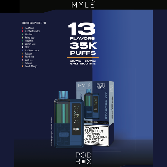 Myle Pod Box 35,000 Puffs Disposable Vape Device Kit