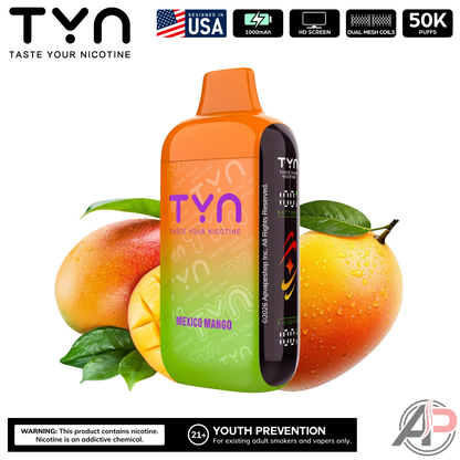 Tyn 50000 Puffs Disposable Vape Device Mexico Mango