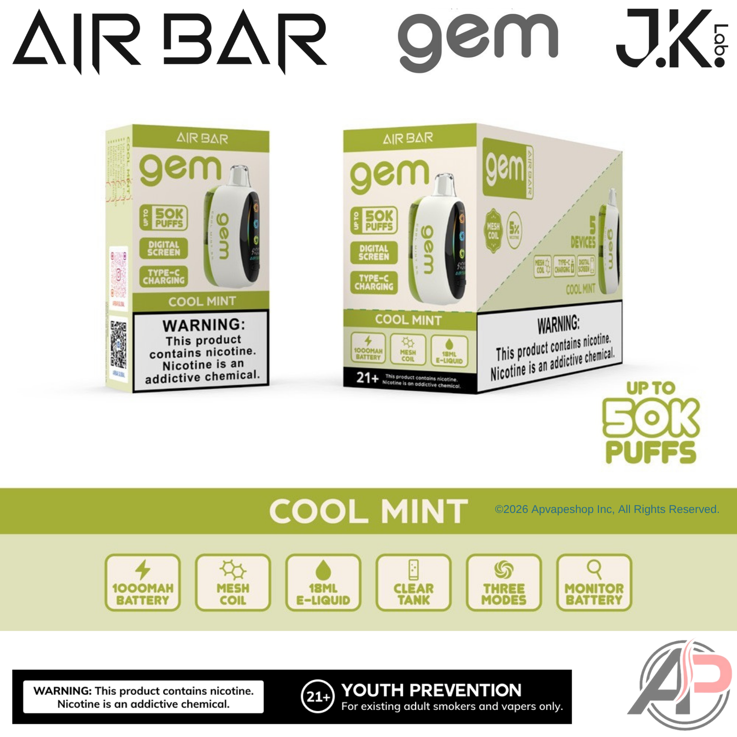 Air Bar Gem 50k Puffs Disposable Vape Device