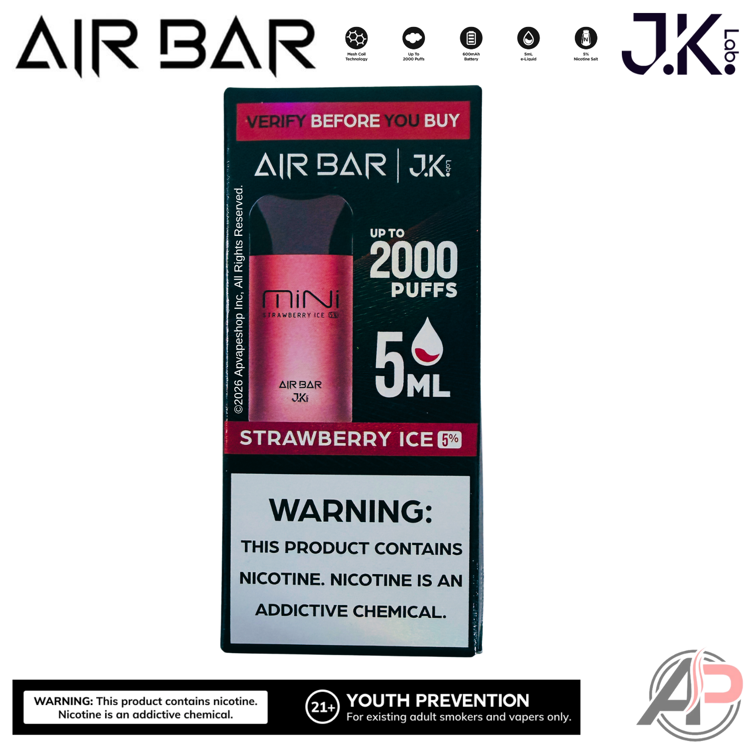 Air Bar Mini 2000 Puffs Disposable Vape Device