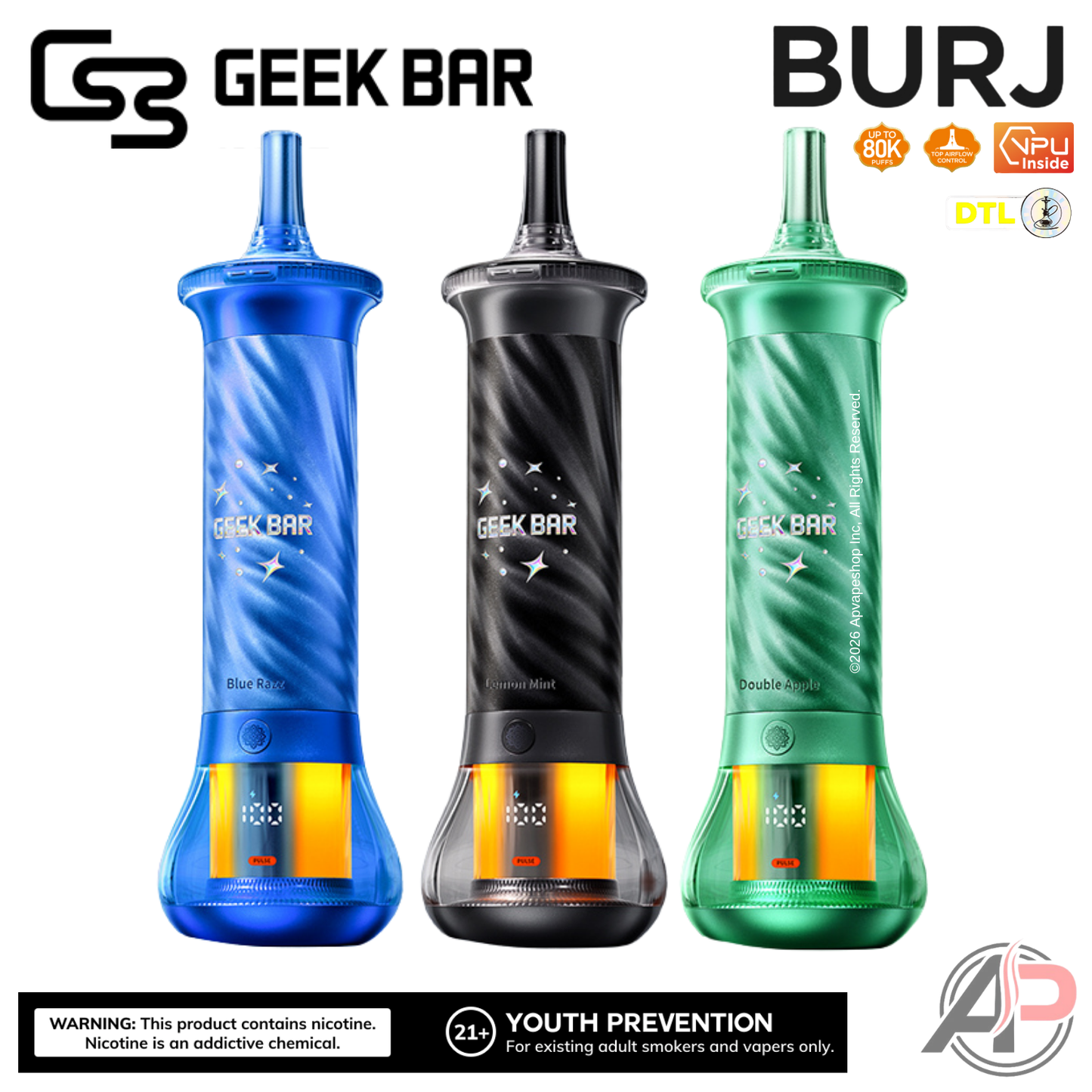 Geek Bar Burj 80K Puffs Hookah Disposable Vape Device