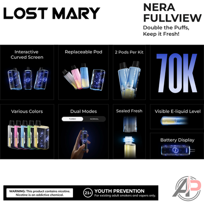 Lost Mary Nera Fullview 70k Puffs Disposable Vape Device Kit