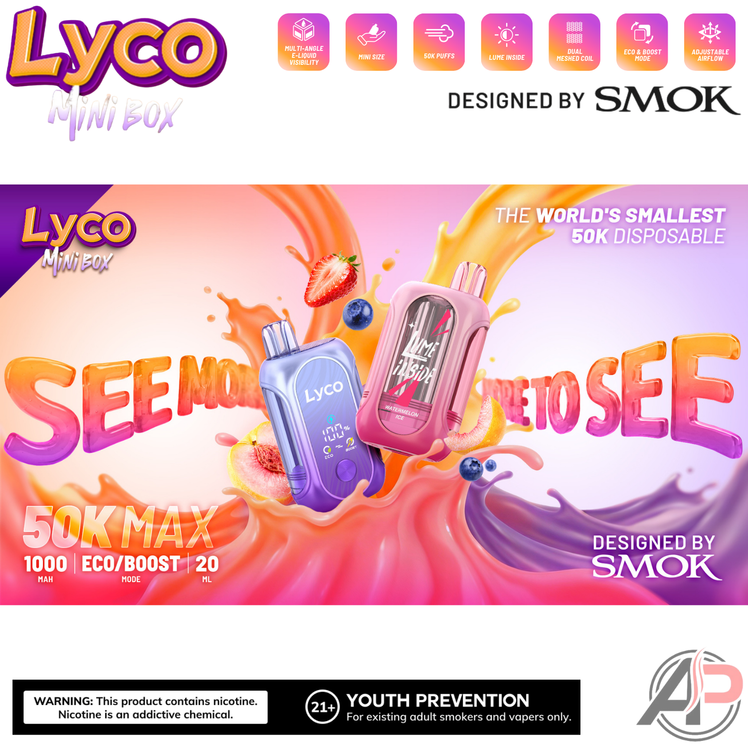 Lyco Mini Box 50,000 Puffs Disposable Vape Device Apvs Lyco Mini Box 50,000 Puffs Disposable Vape Device Apvs