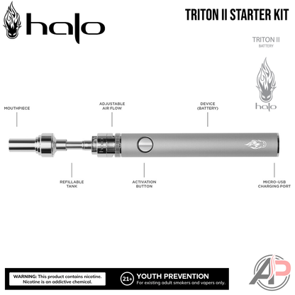 triton ii vape tank Halo Triton II Starter Kit Device Vape Battery – Apvs