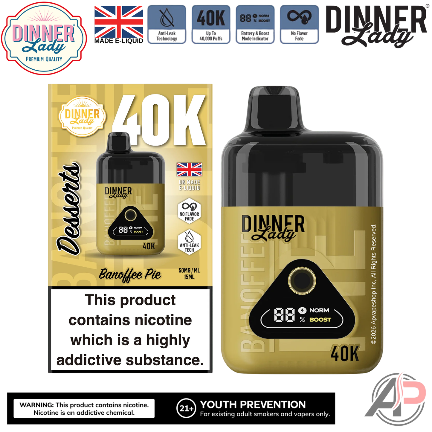 Dinner Lady Desserts 40,000 Puffs Disposable Vape Device