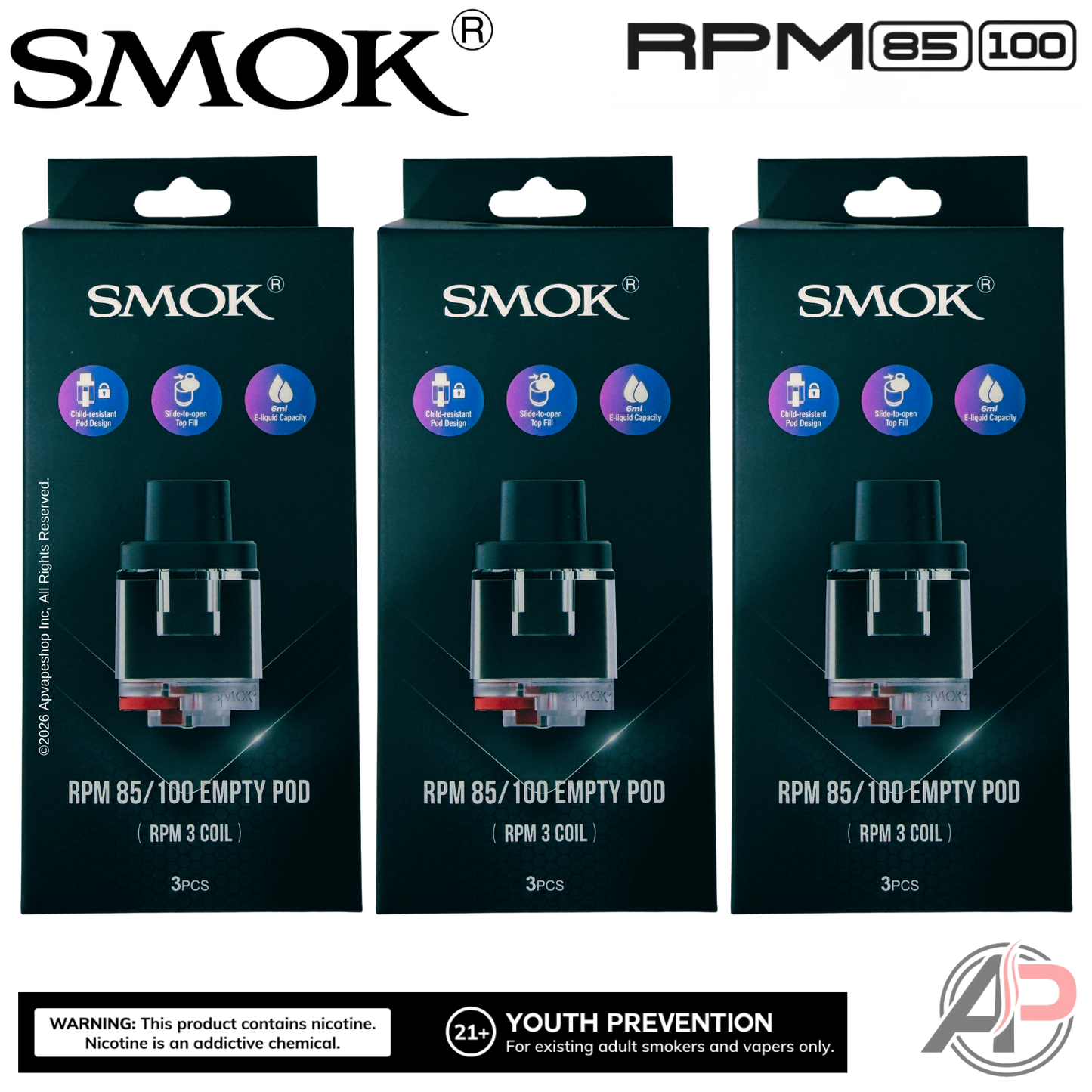 Smok RPM 85/100 Empty Replacement Pods 3 Pack