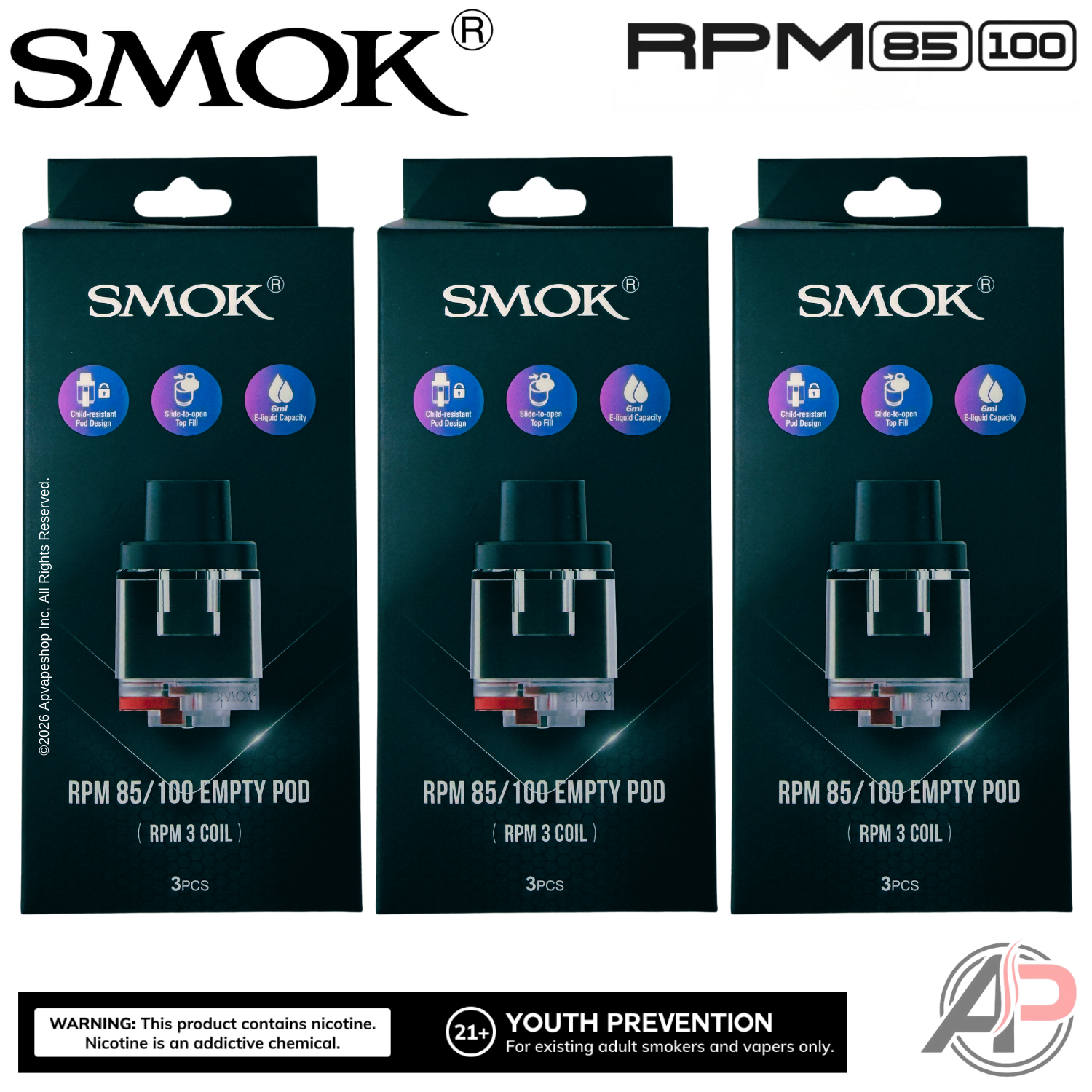 Smok RPM 85/100 Empty Replacement Pods 3 Pack