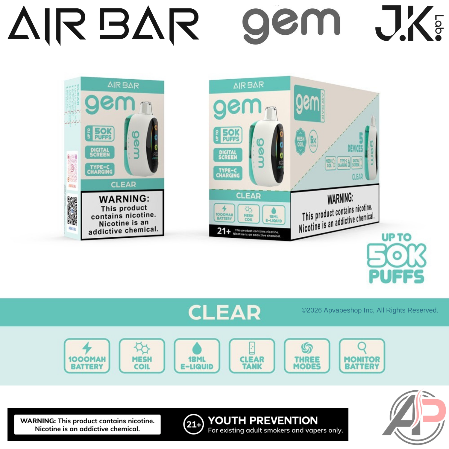 Air Bar Gem 50k Puffs Disposable Vape Device