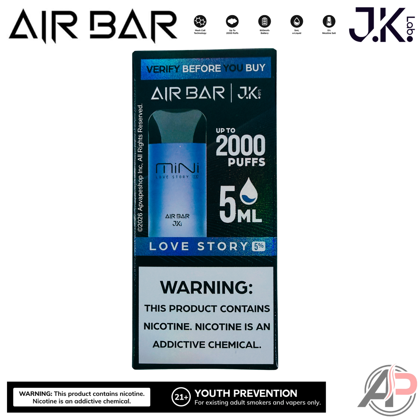 Air Bar Mini 2000 Puffs Disposable Vape Device