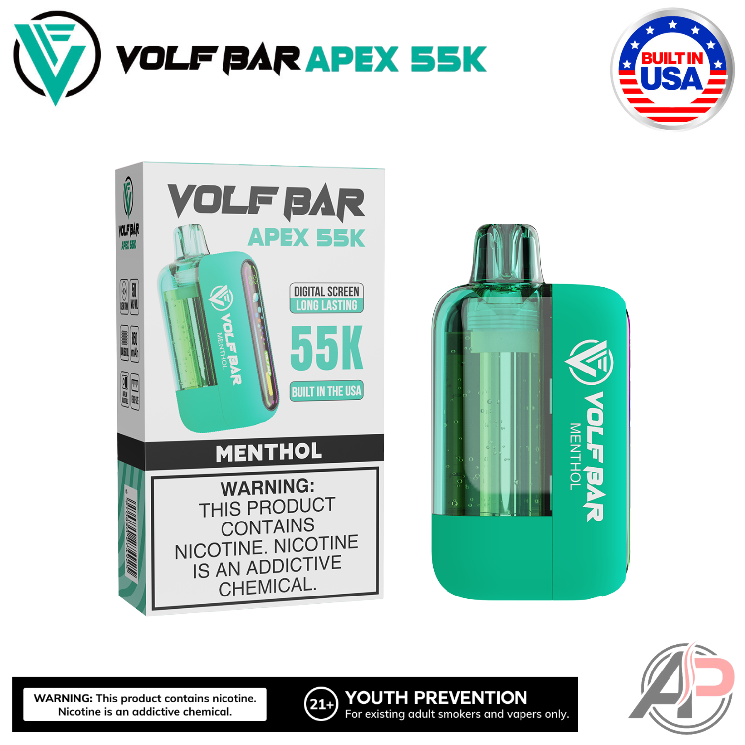 Volf Bar Apex 55,000 Puffs Disposable Vape Device  Apvs