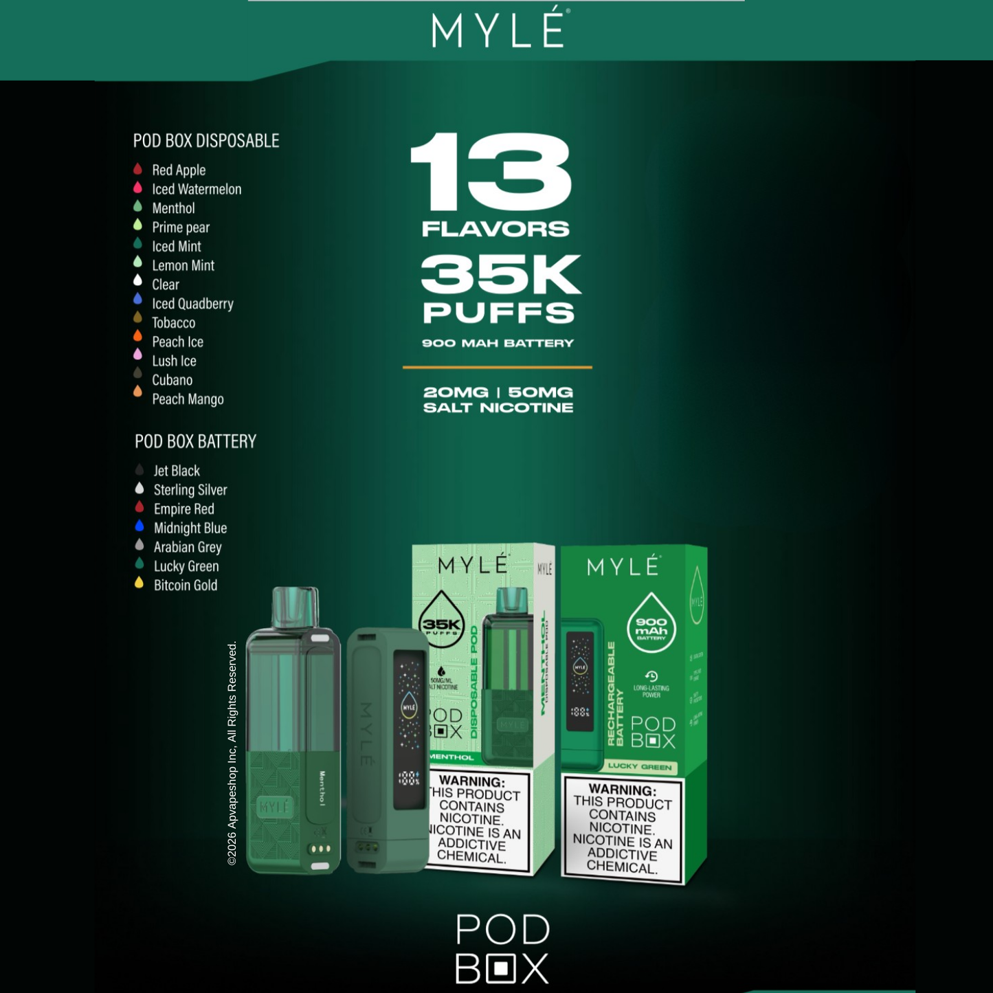 Myle Pod Box 35,000 Puffs Disposable Vape Device Kit