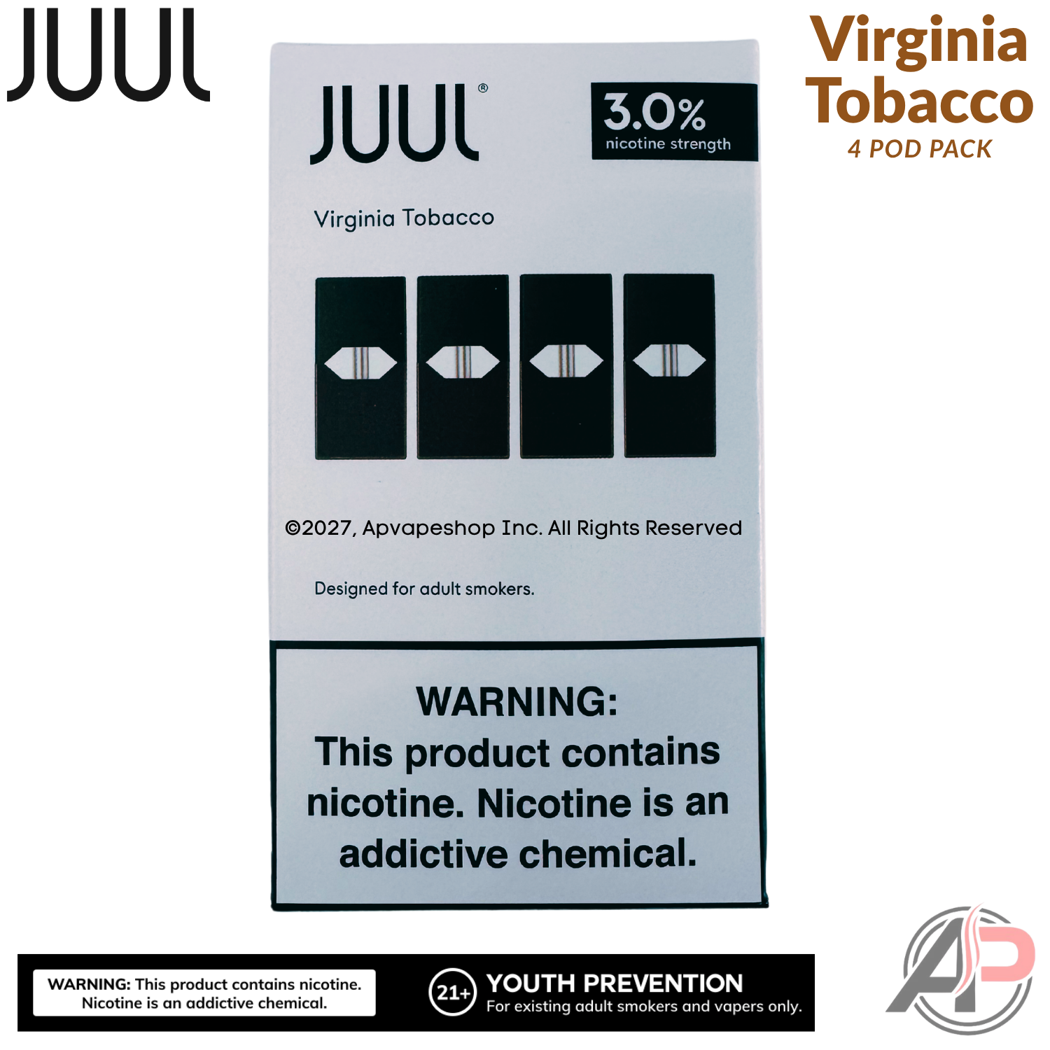 JUUL Pods Virginia Tobacco 4 Pod Pack Virginia Tobacco 3.0%
