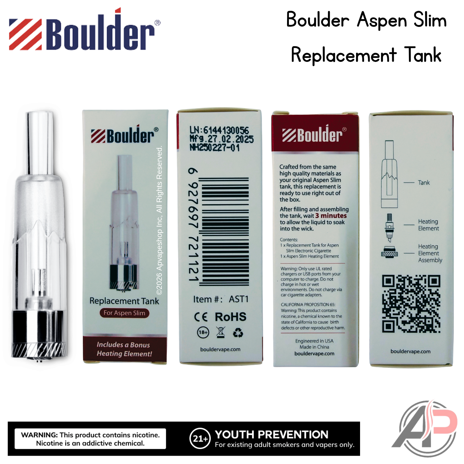 Boulder Aspen Slim Replacement Tank