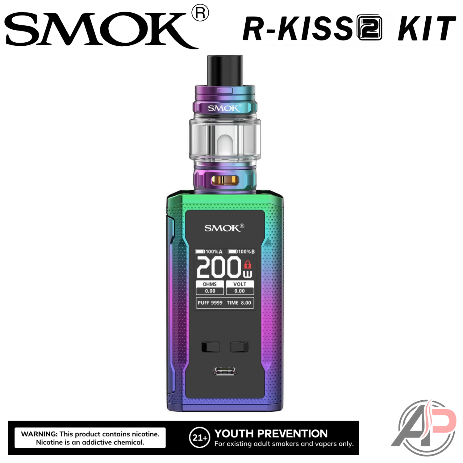Smok R-Kiss 2 200W Box Mod Starter Kit Device Apvs Smok R-Kiss 2 200W Box Mod Starter Kit Device Apvs
