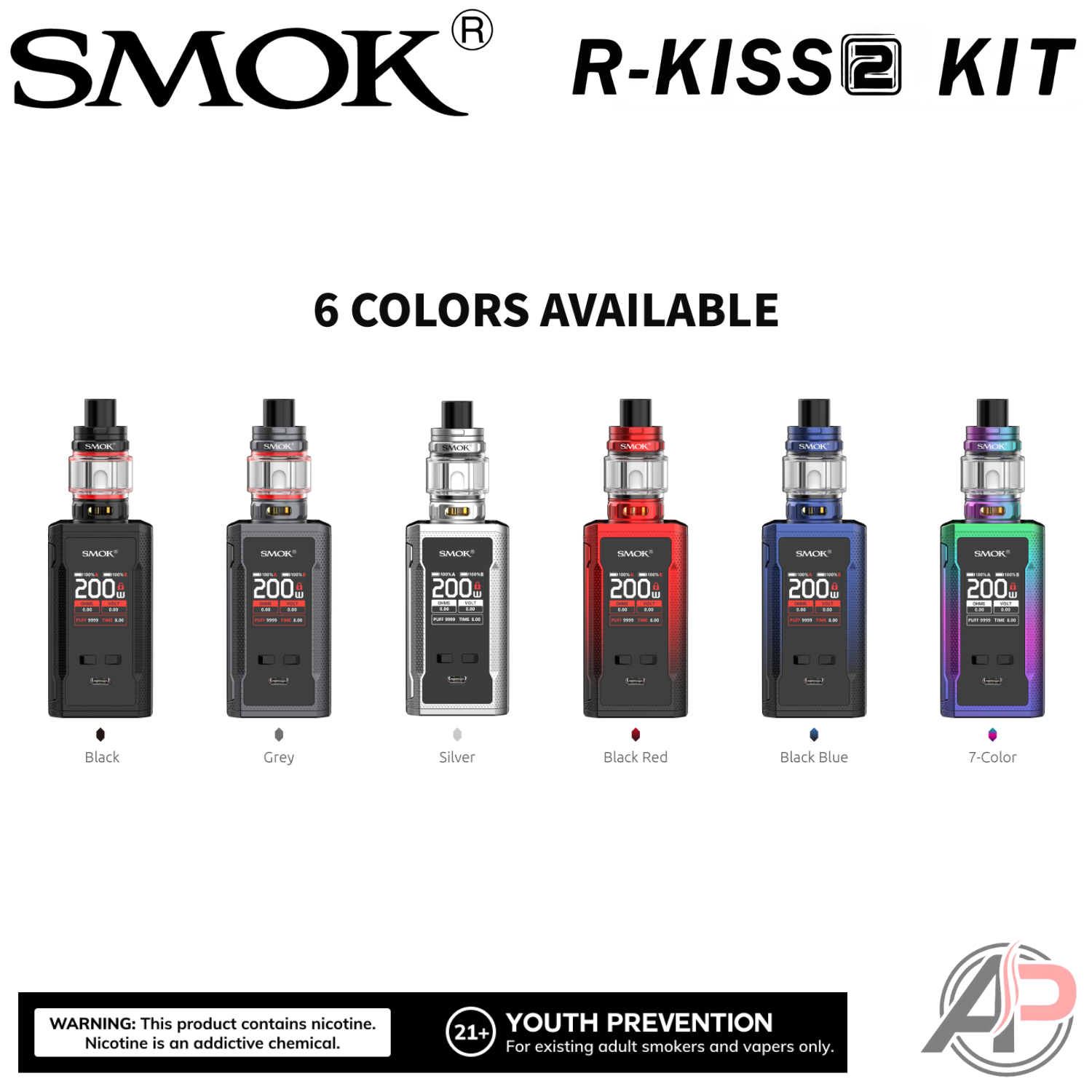Smok R-Kiss 2 200W Box Mod Starter Kit Device Apvs Smok R-Kiss 2 200W Box Mod Starter Kit Device Apvs