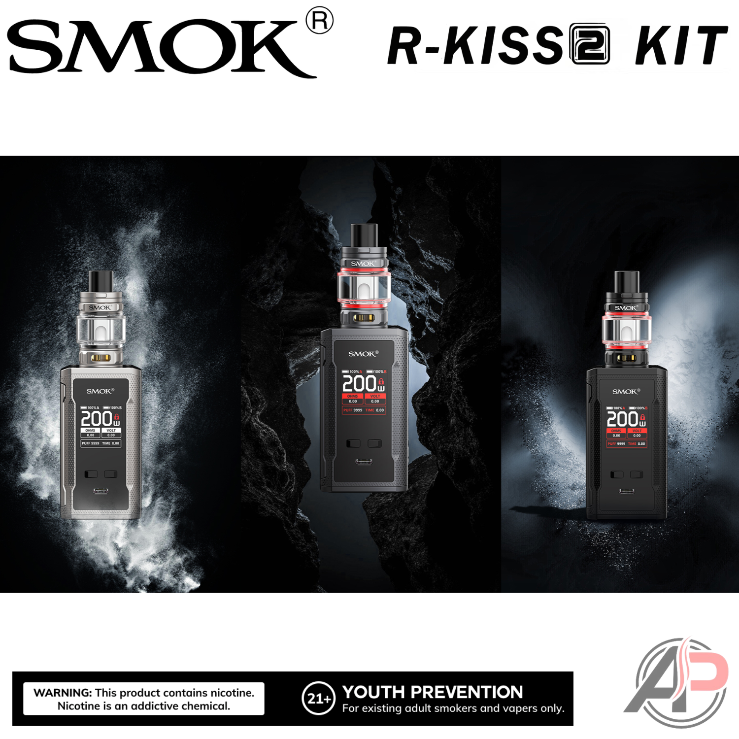 Smok R-Kiss 2 200W Box Mod Starter Kit Device Apvs Smok R-Kiss 2 200W Box Mod Starter Kit Device Apvs