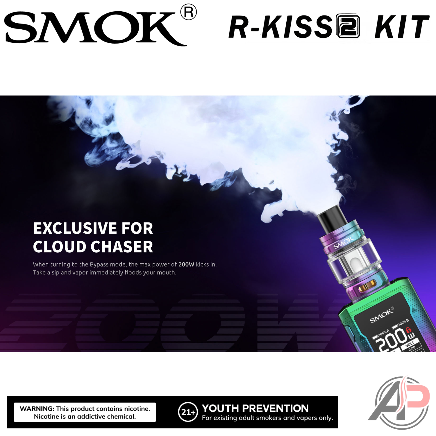 Smok R-Kiss 2 200W Box Mod Starter Kit Device Apvs Smok R-Kiss 2 200W Box Mod Starter Kit Device Apvs