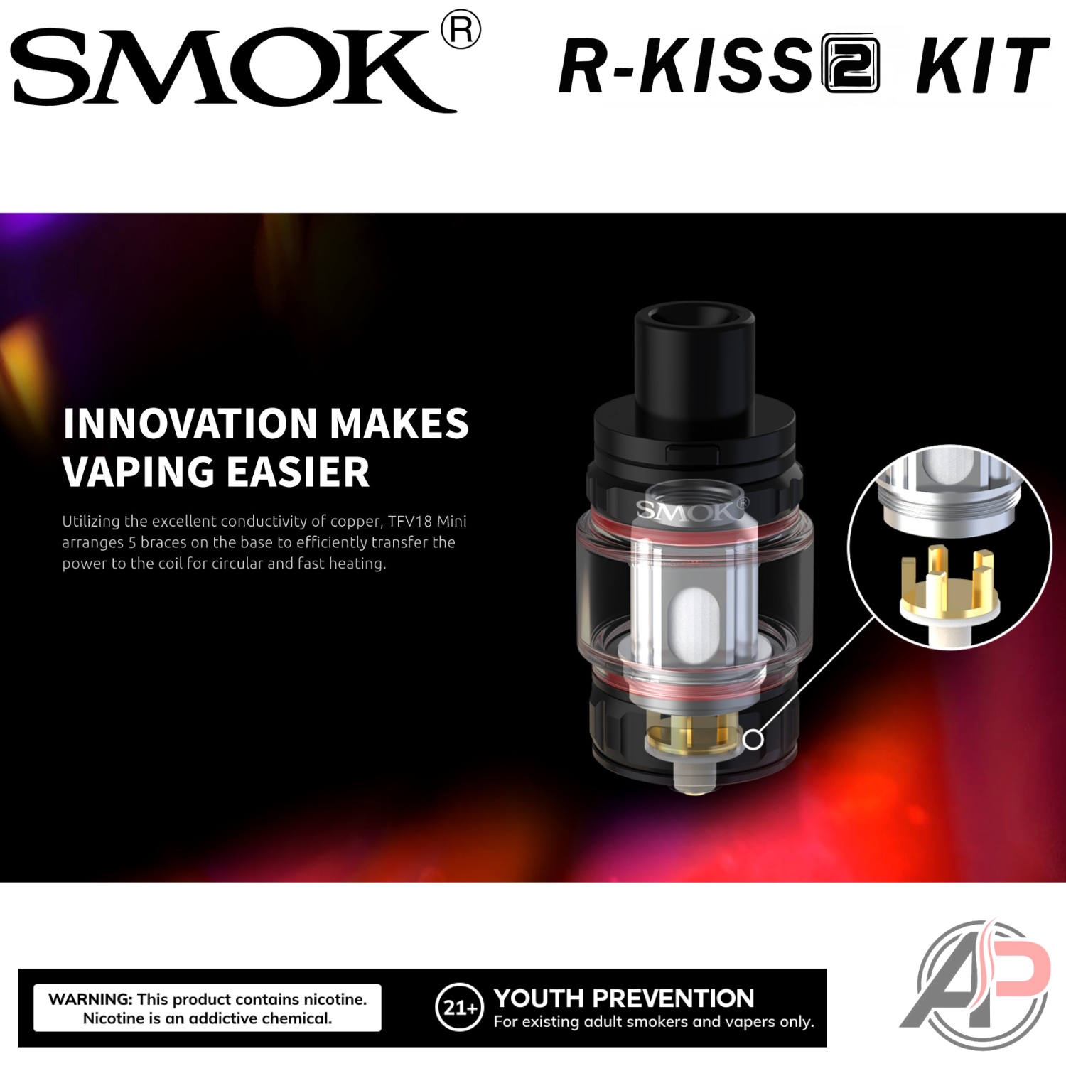 Smok R-Kiss 2 200W Box Mod Starter Kit Device Apvs Smok R-Kiss 2 200W Box Mod Starter Kit Device Apvs