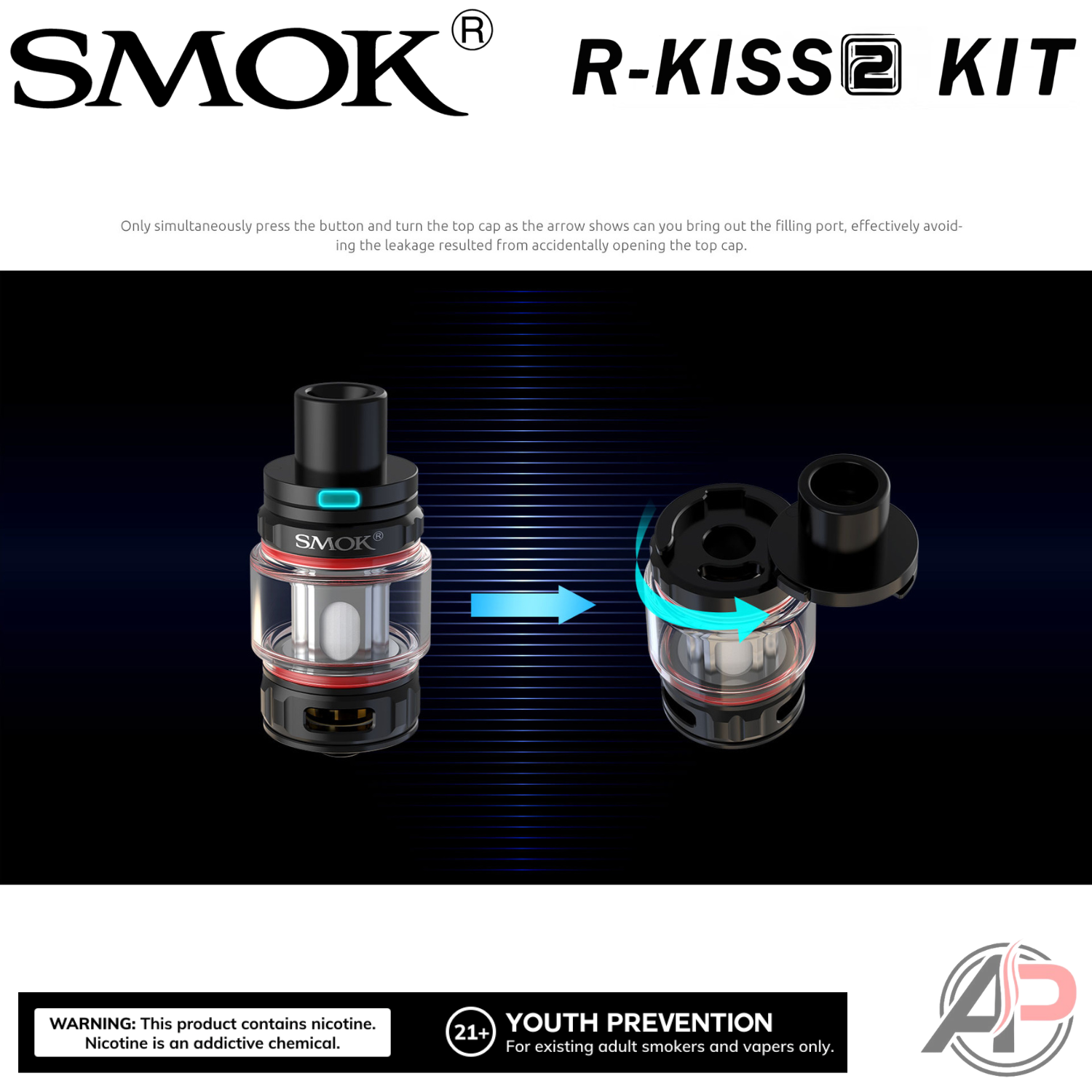 Smok R-Kiss 2 200W Box Mod Starter Kit Device Apvs Smok R-Kiss 2 200W Box Mod Starter Kit Device Apvs