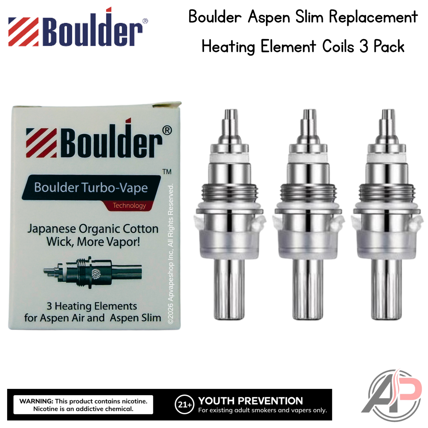 Boulder Aspen Slim Replacement Heating Element Coils 3 Pack [3 pack] Aspen Slim Element Coils