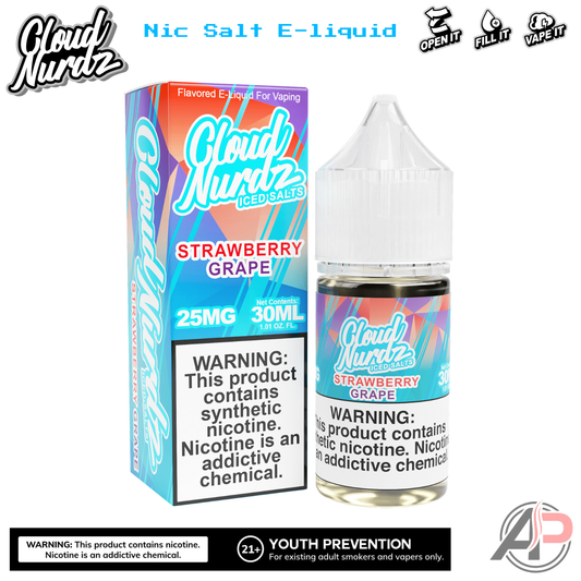 Cloud Nurdz Strawberry Grape Iced E-Liquid 100mL