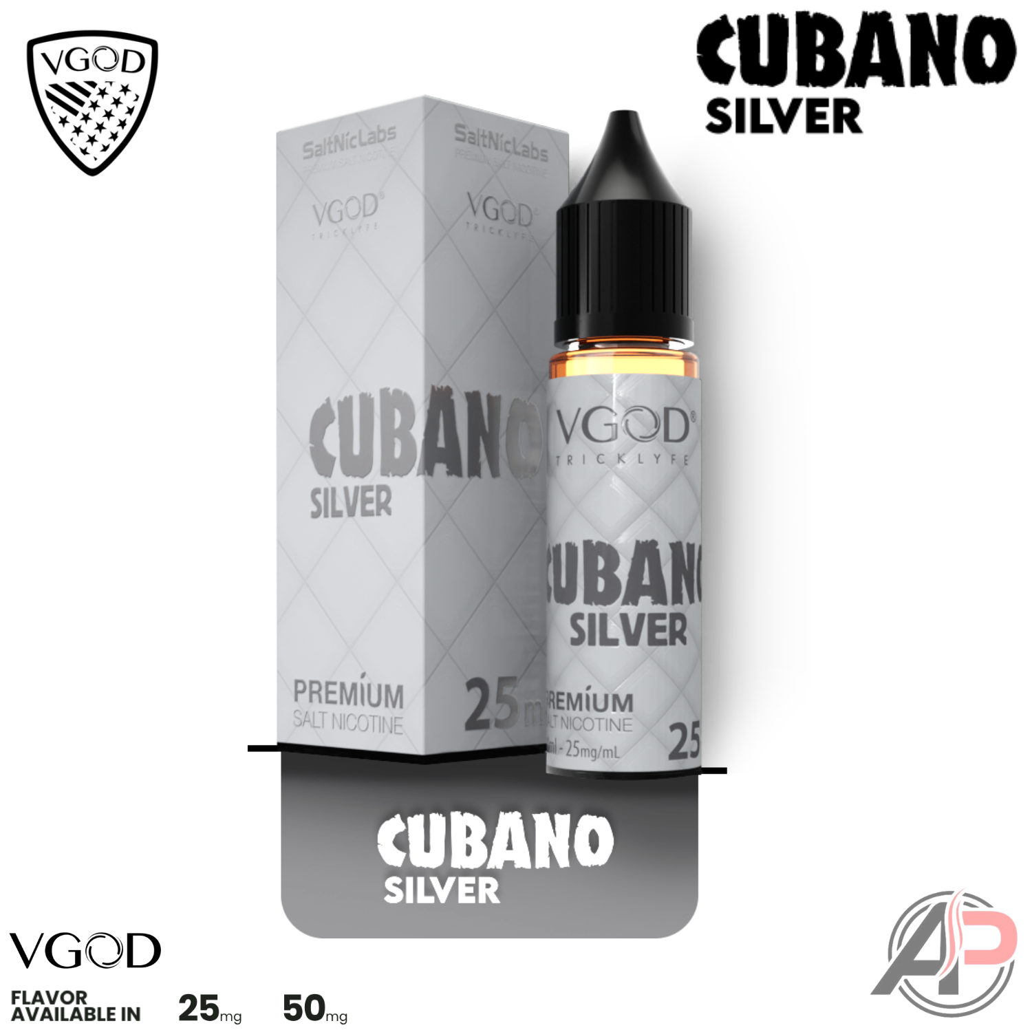 VGOD Cubano Silver 30ml Salt Nic | Vape Juice | E-Liquid Apvs VGOD Cubano Silver 30ml Salt Nic | Vape Juice | E-Liquid Apvs