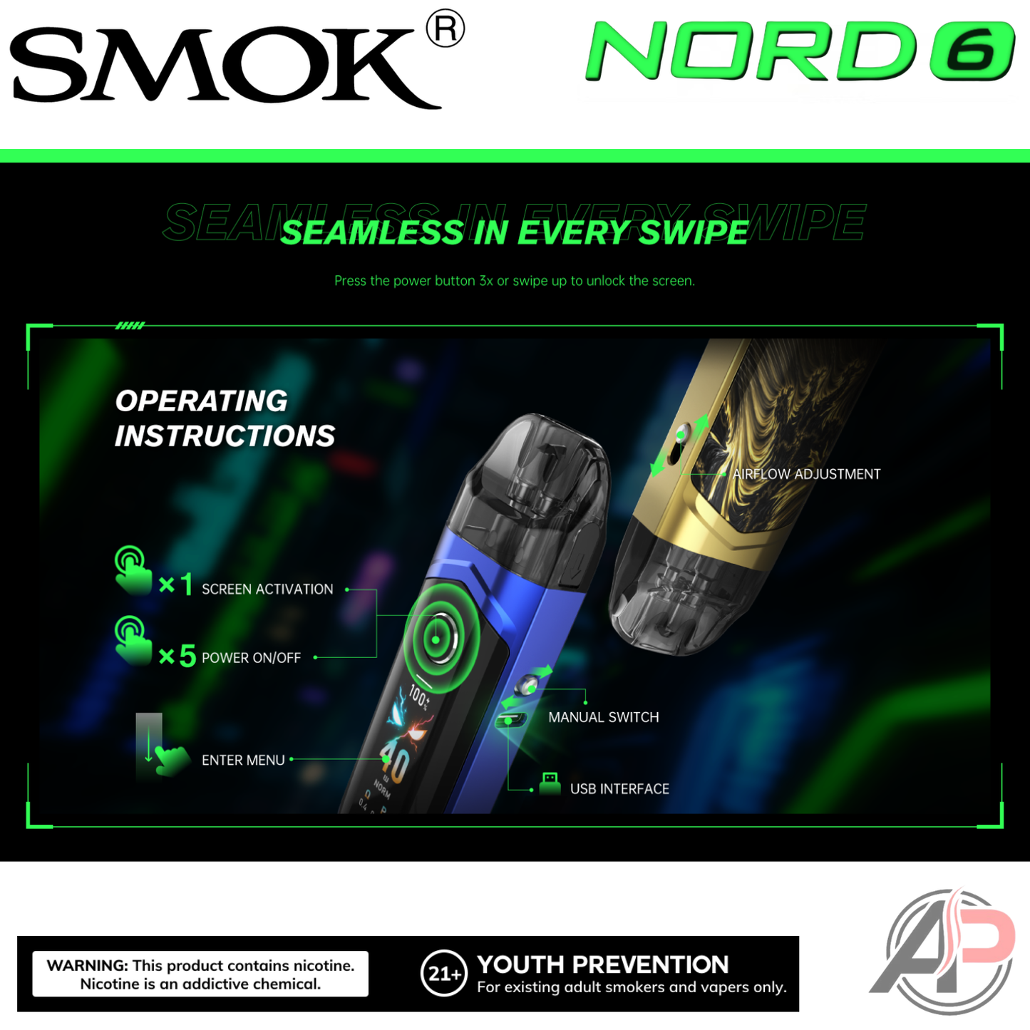 Smok Nord 6 80w Pod System Starter Kit Device