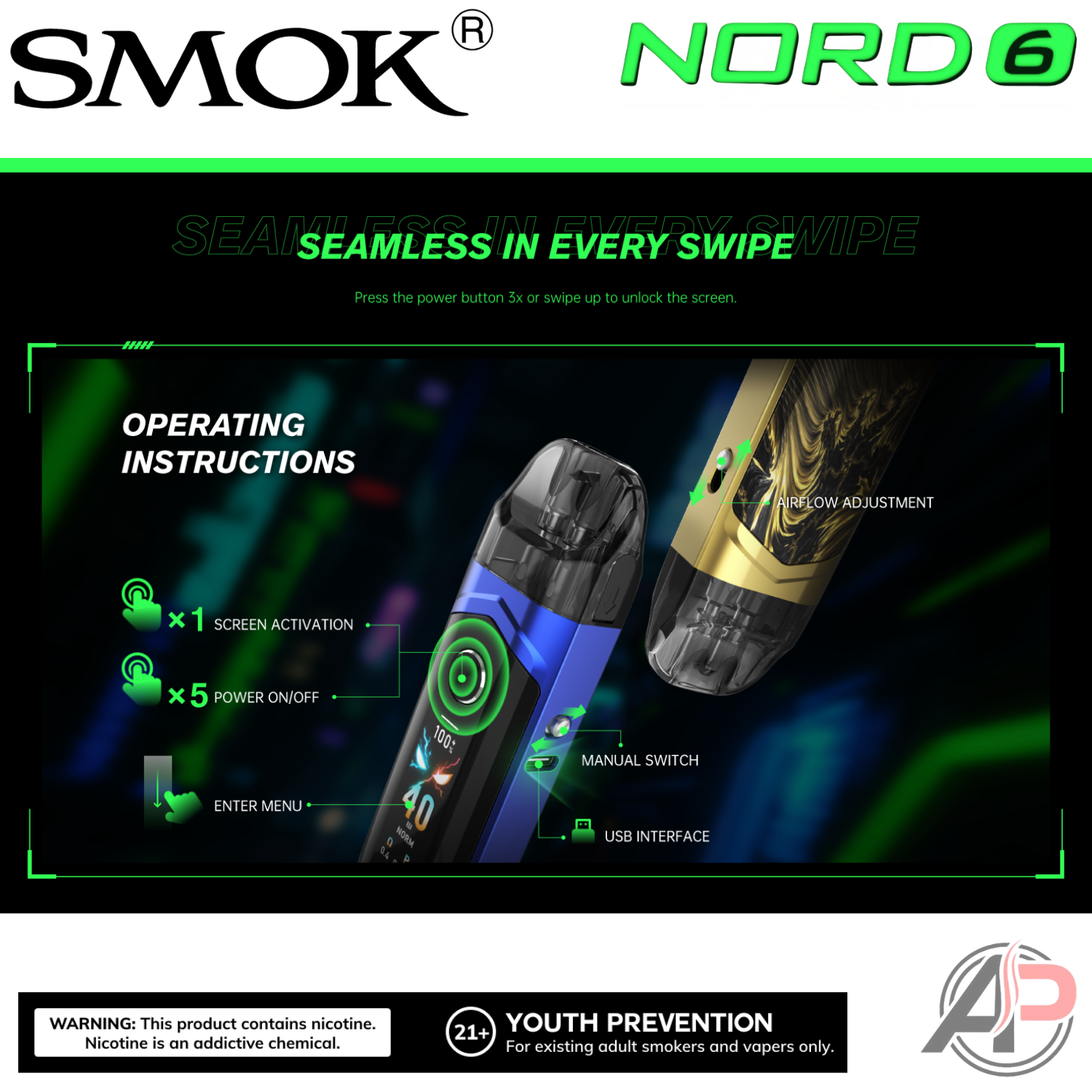 Smok Nord 6 80w Pod System Starter Kit Device