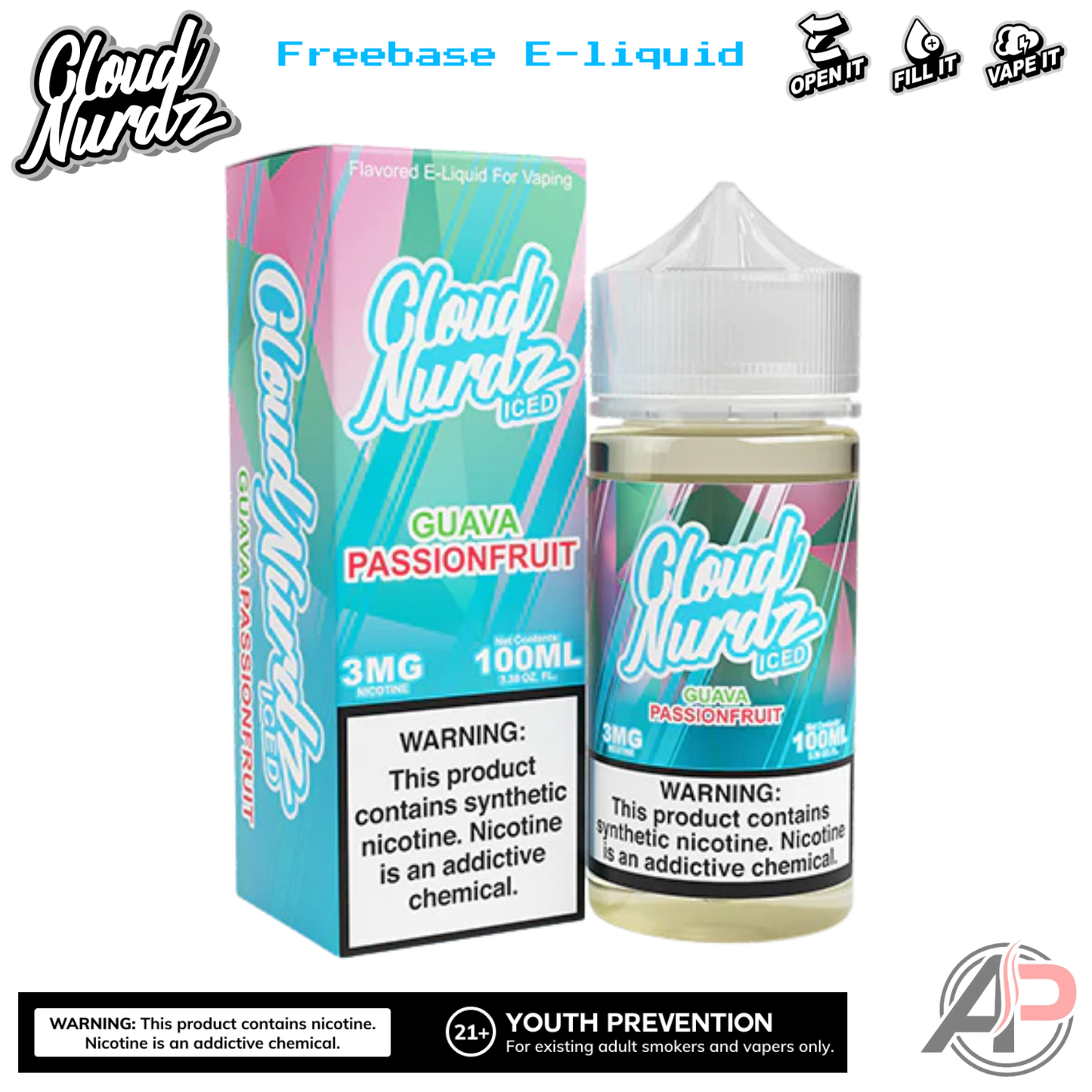 Cloud Nurdz Guava Passionfruit Iced E-Liquid 100mL