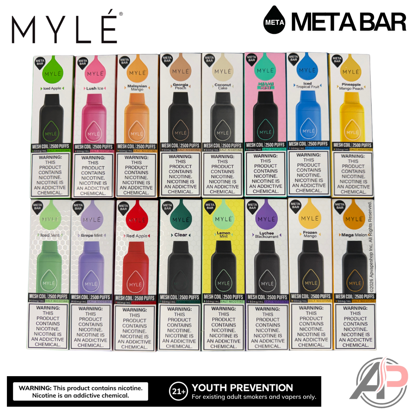 Myle Meta Bar Vape 2500 Puffs Vape Disposable Device