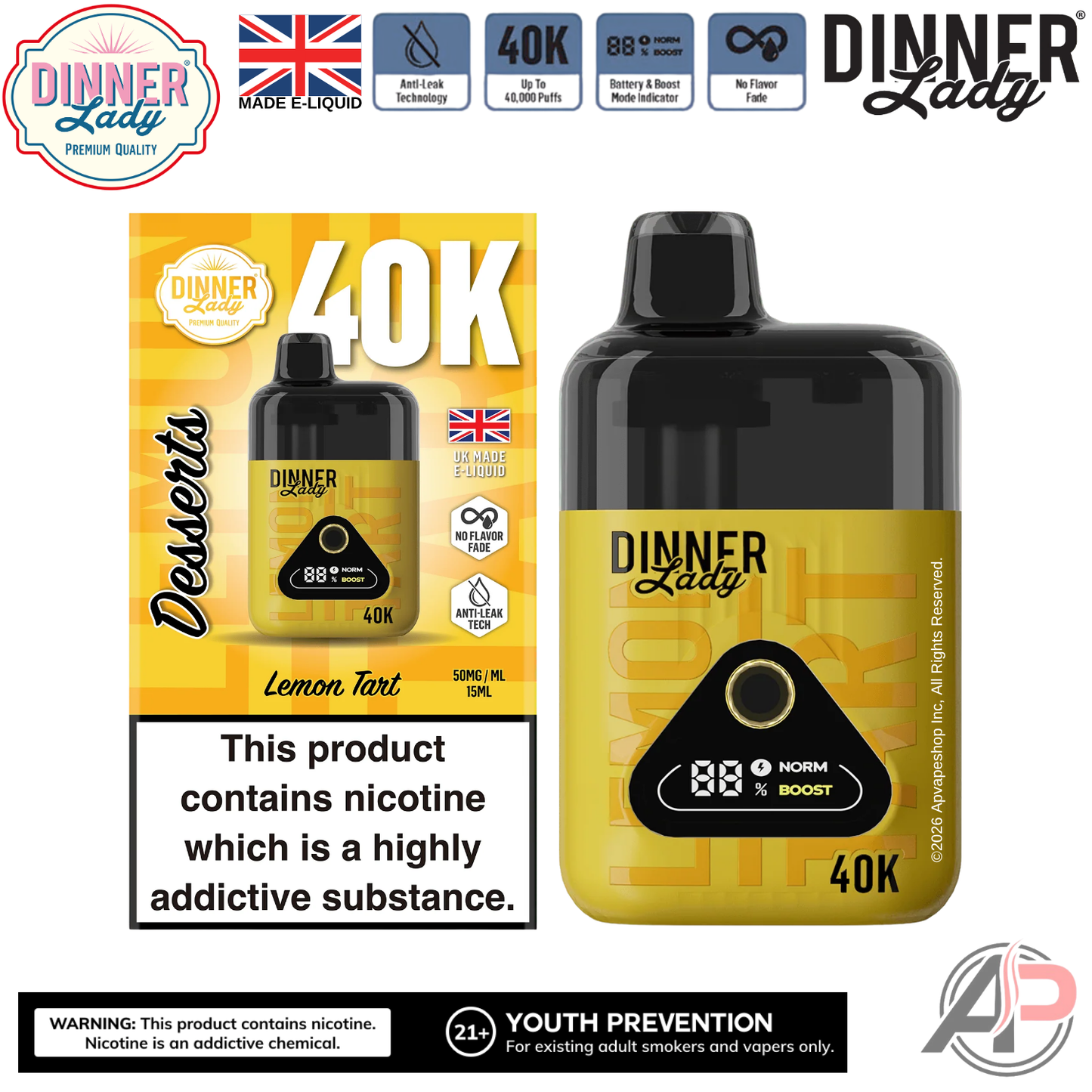 Dinner Lady Desserts 40,000 Puffs Disposable Vape Device