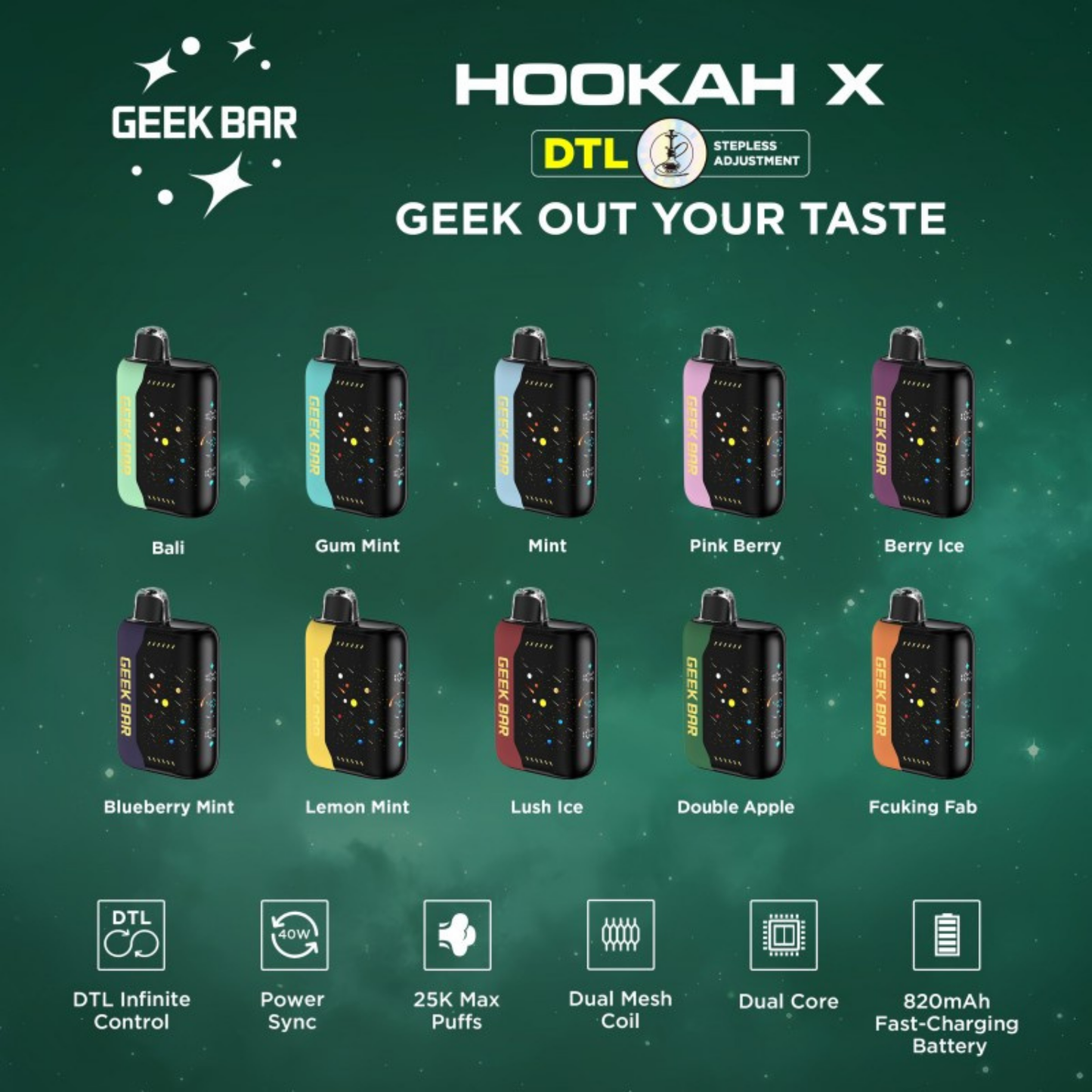 Geek Bar Hookah X 25,000 Puffs Disposable Vape Device