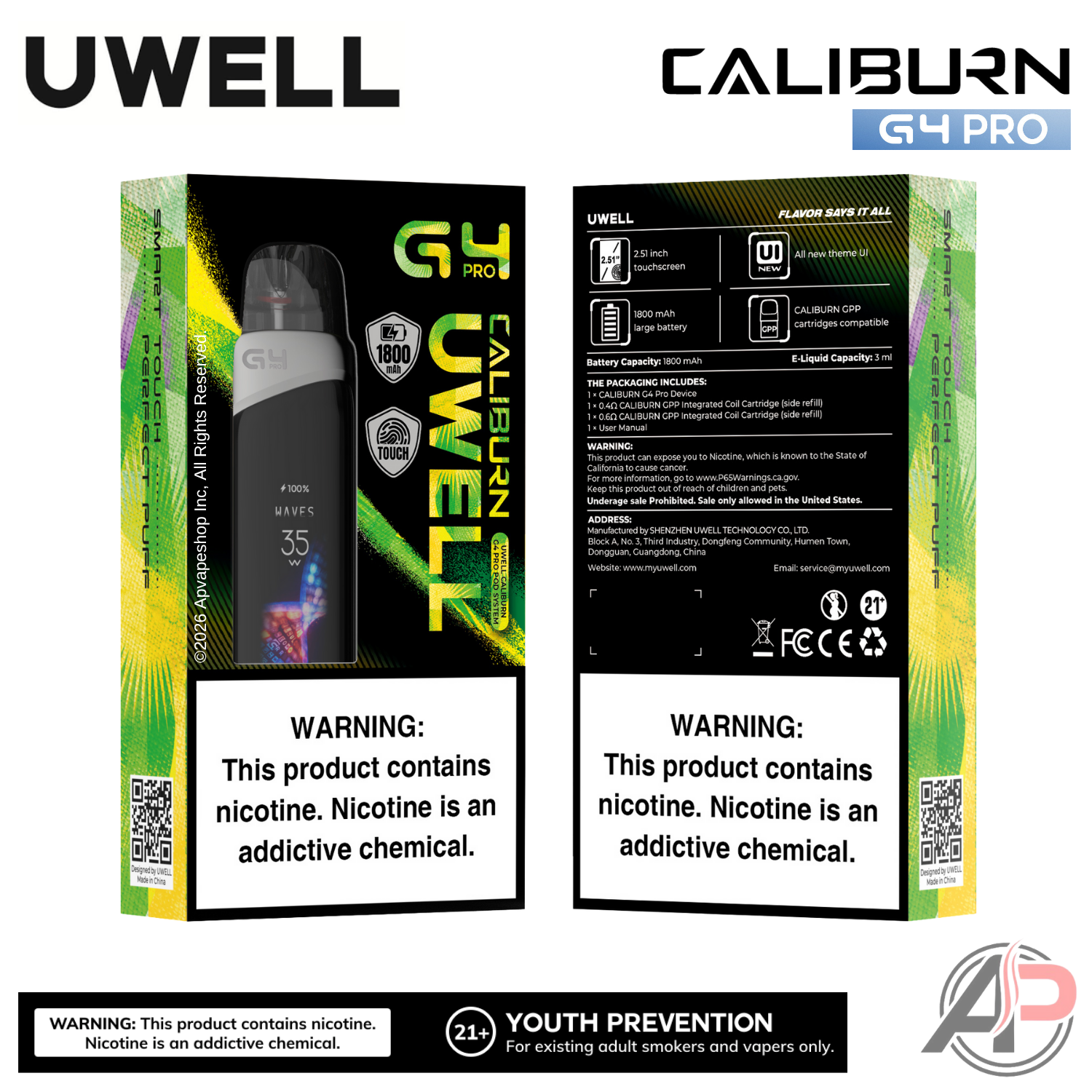 Uwell Caliburn G4 Pro Pods System Starter Kit Device