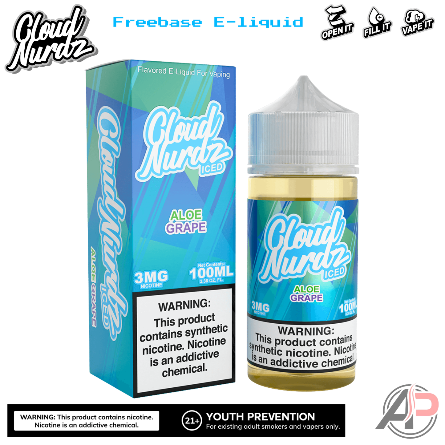 Cloud Nurdz Aloe Grape Iced E-Liquid 100mL