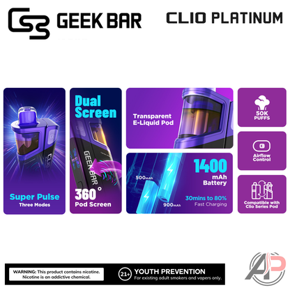 Geek Bar Clio Platinum 50,000 Puffs Disposable Vape Device Kit