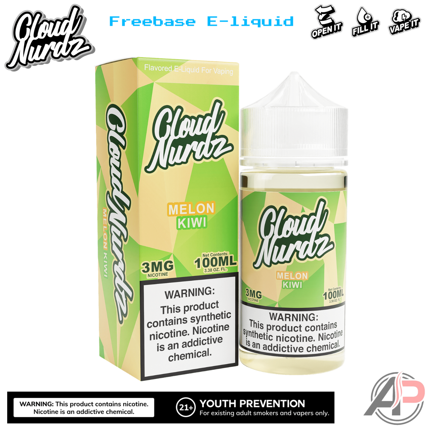 Cloud Nurdz Melon Kiwi E-Liquid 100mL