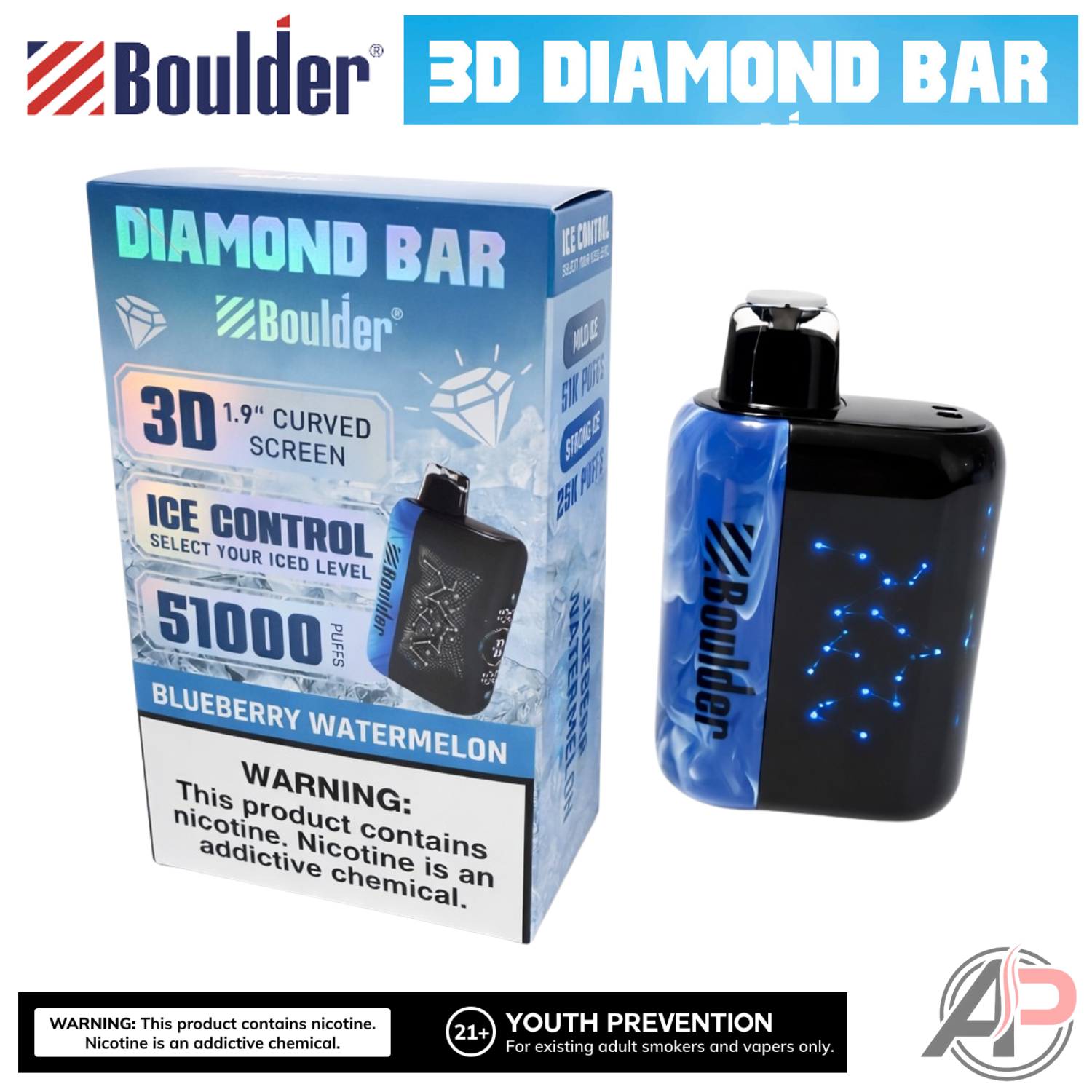 Boulder Diamond Bar 51000 Puffs Disposable Vape Device  Apvs