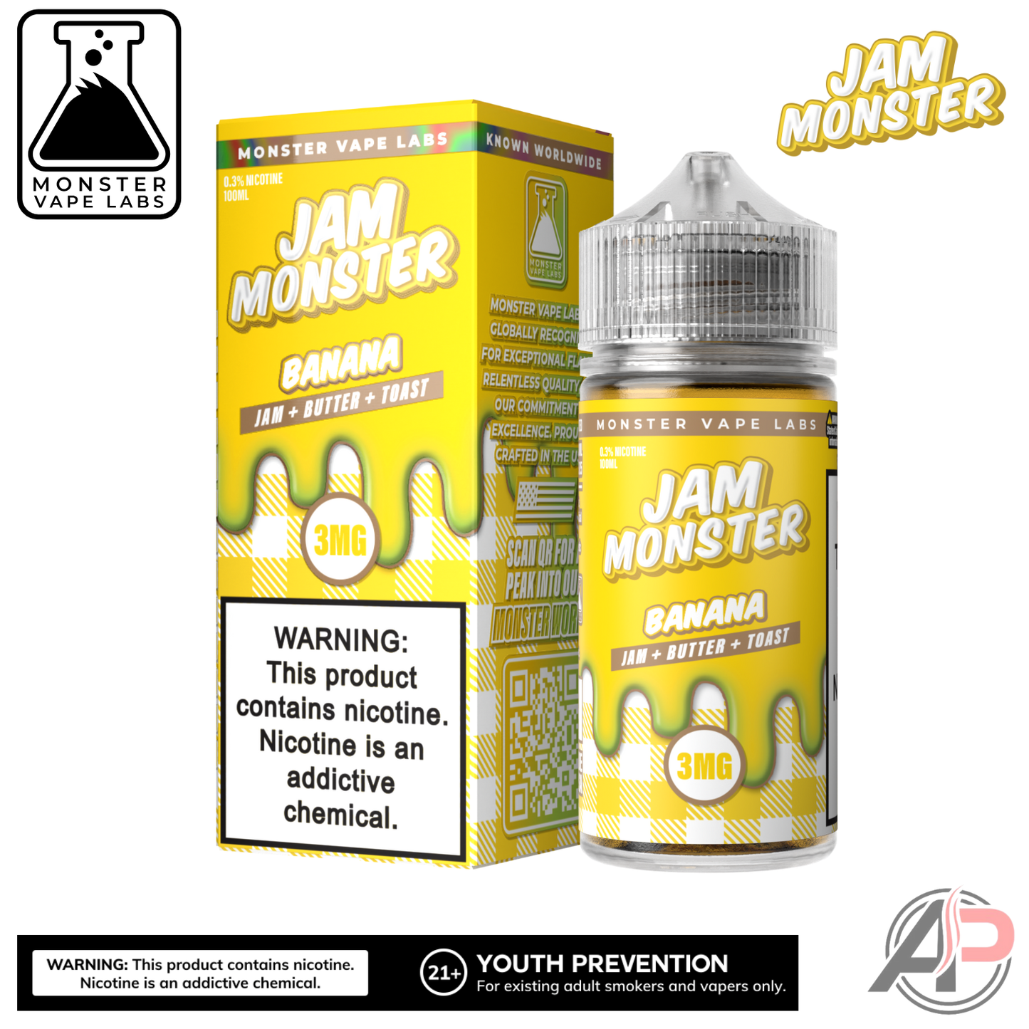Banana E-Liquid By Jam Monster Vape Labs 100mL