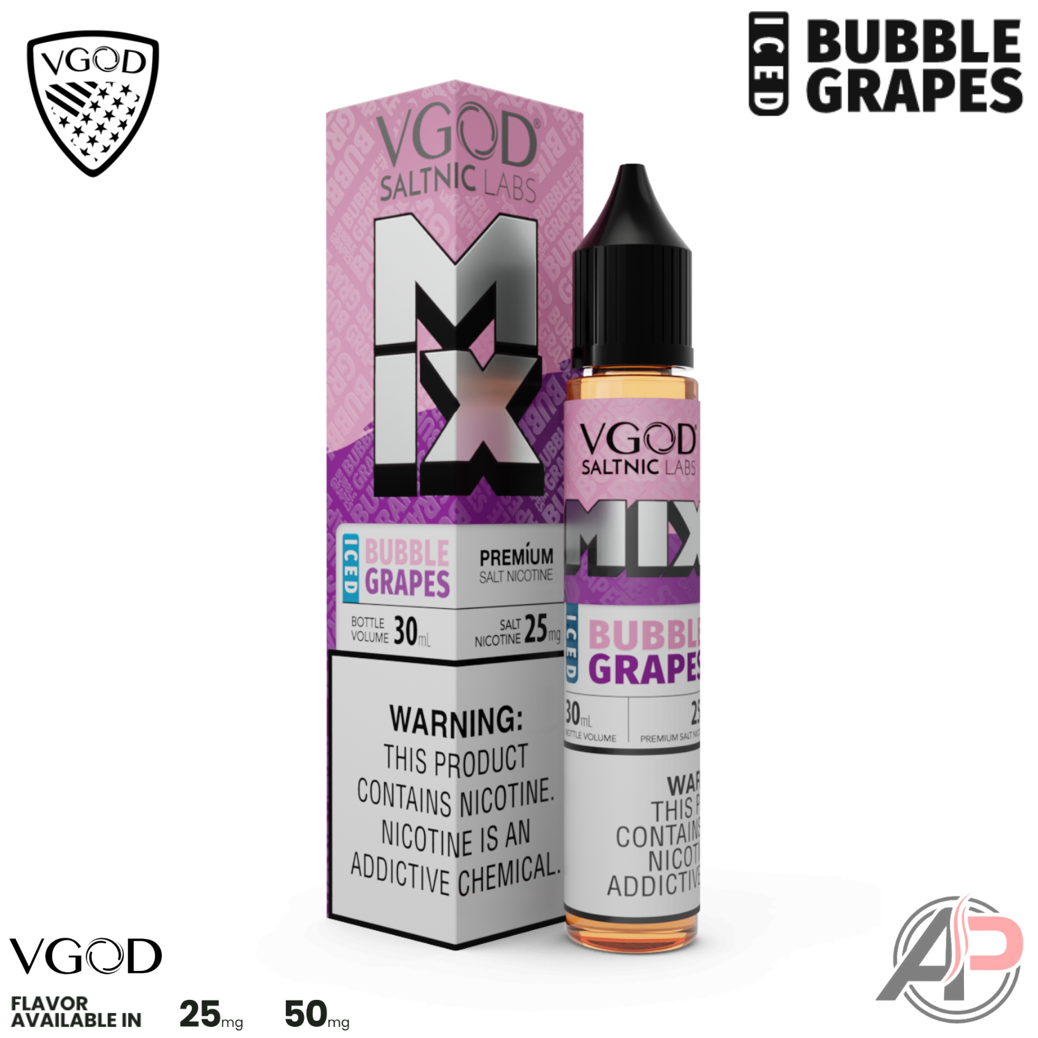 vape juice mix Vgod Mix Iced Bubble Grapes Salt Nicotine 30mL – Apvs