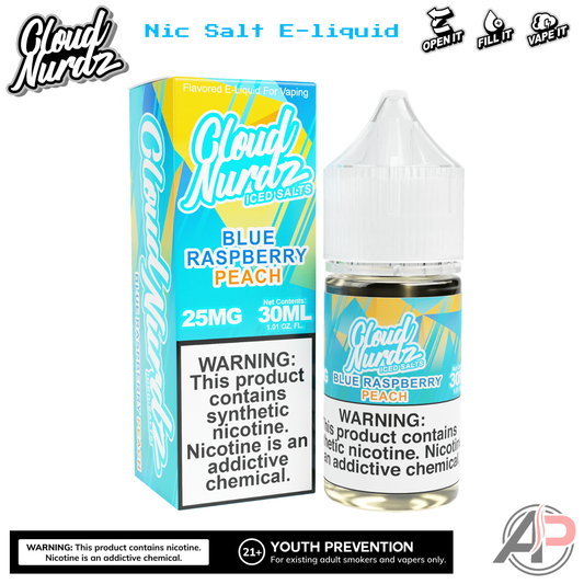Cloud Nurdz Blue Raspberry Peach Iced E-Liquid 100mL