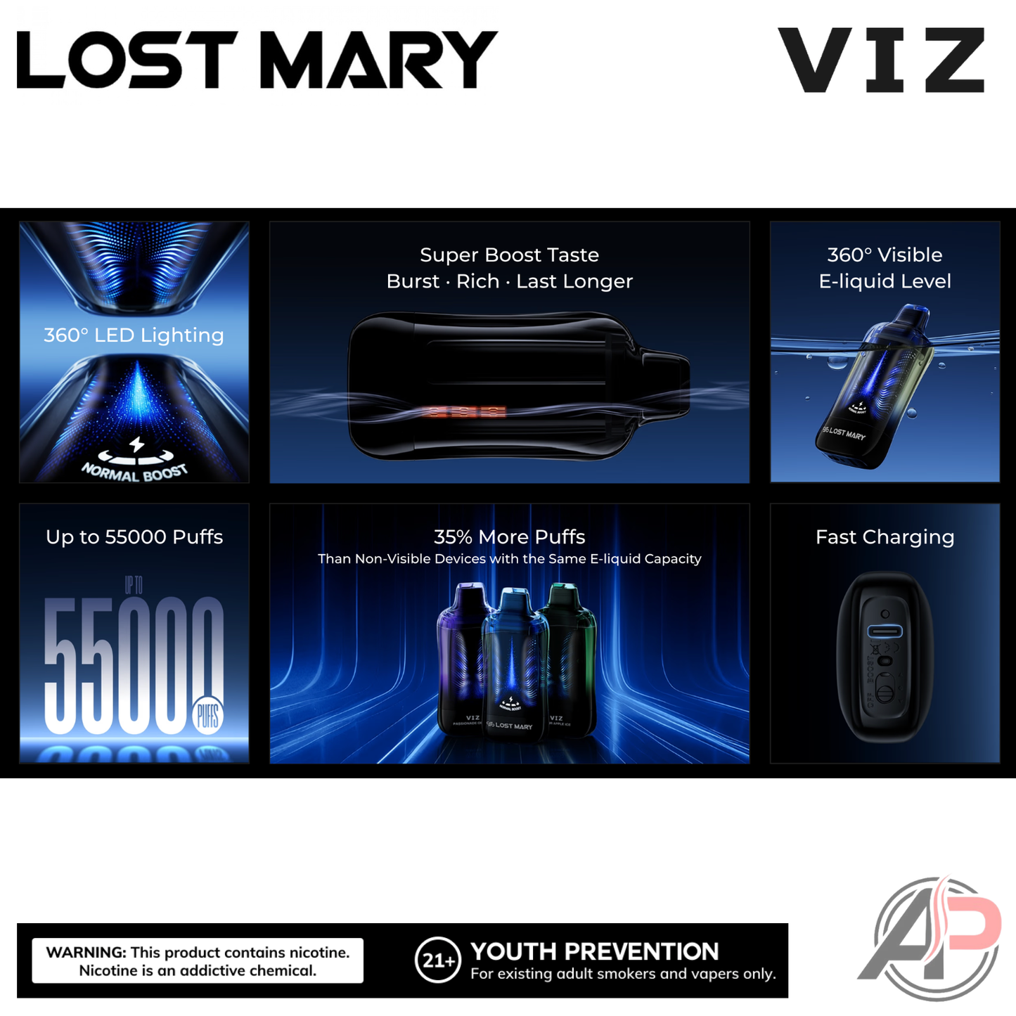 Lost Mary Viz 55,000 Puffs Disposable Vape Device