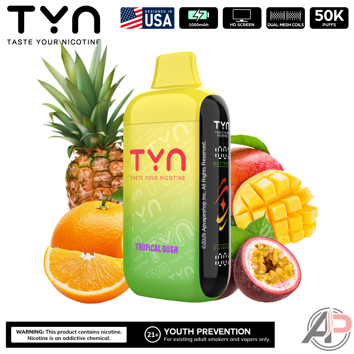 Tyn 50000 Puffs Disposable Vape Device Tropical Gush